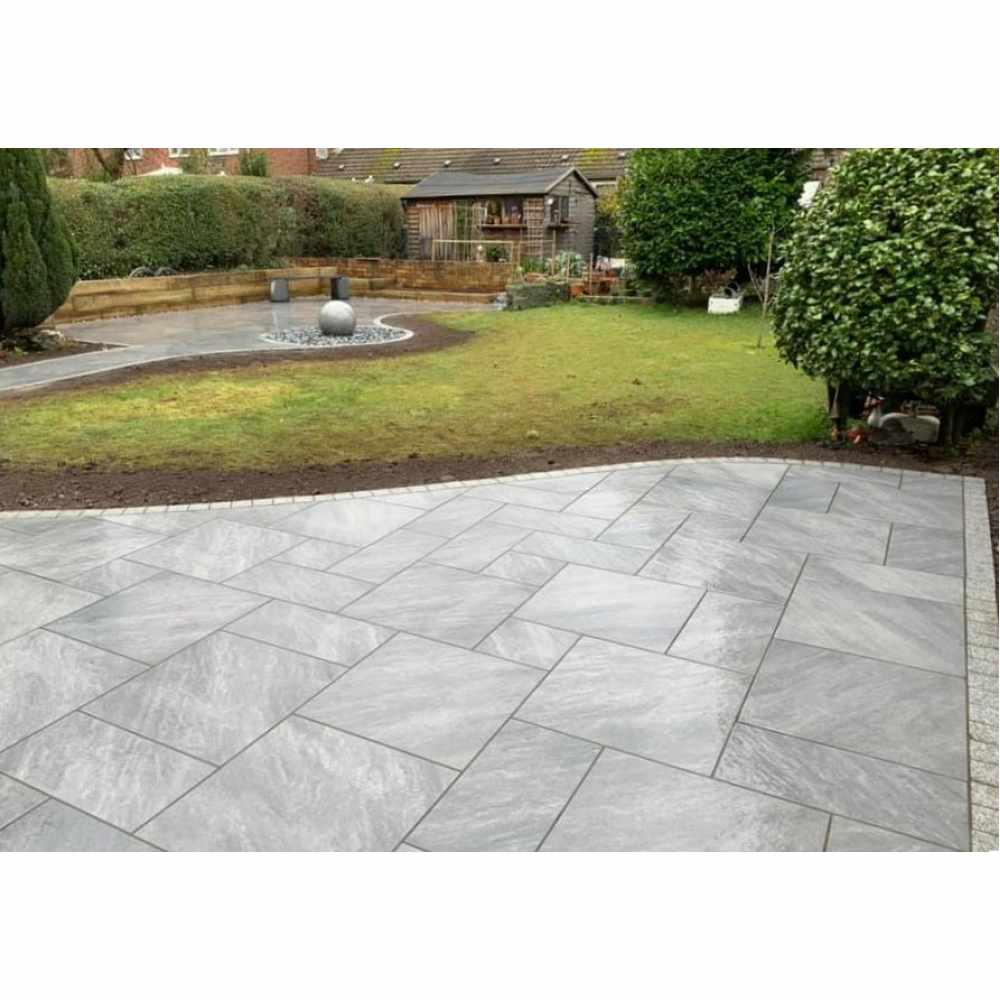 Bradstone Mode Profiled Porcelain Paving In Dark Grey 3 Size Patio